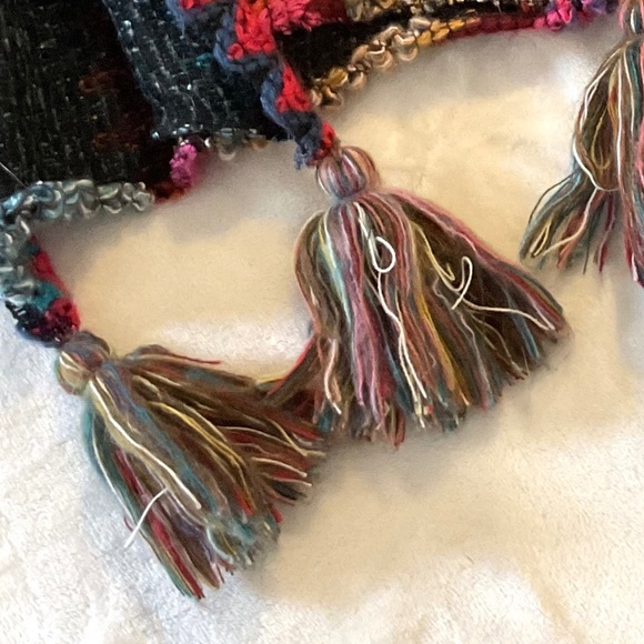 Anthropologie Multicolor Knit Boho Coastal Cowgirl Shawl Poncho ONE SIZE - Picture 4 of 6